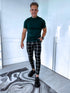 Double check men's trousers - black with white 10-1